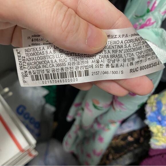 Zara Style 2157 / 046 Mint Green Pink Floral Ruffle Satin Slit Midi Dress Small - Picture 16 of 16